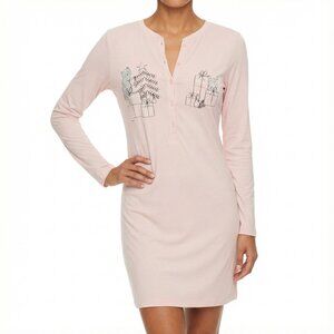 La Vie en Rose Soft Pink Nightgown Sleepshirt Casual Pajama Christmas Cats XS